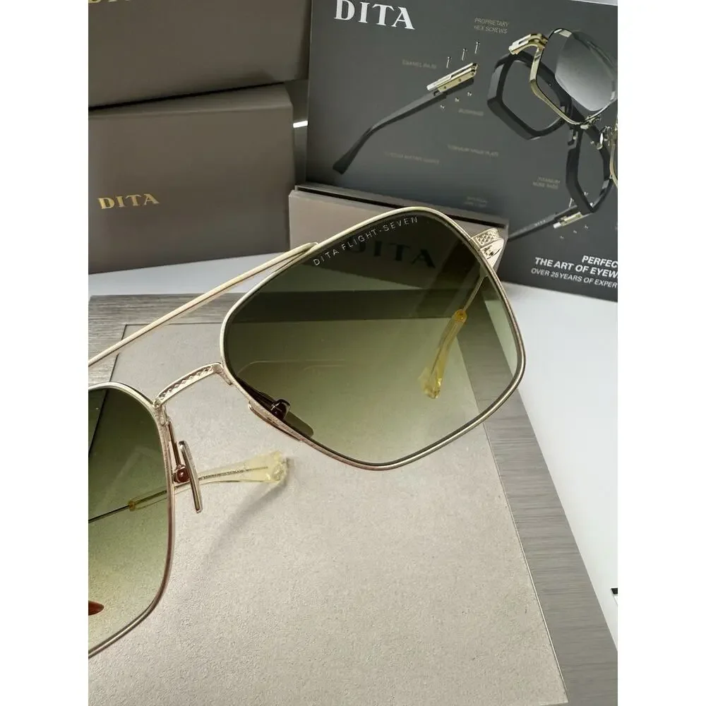 DITA FLIGHT SEVEN DTS 111 07 Brushed Gold Green Gradient Sunglasses AUTHENTIC